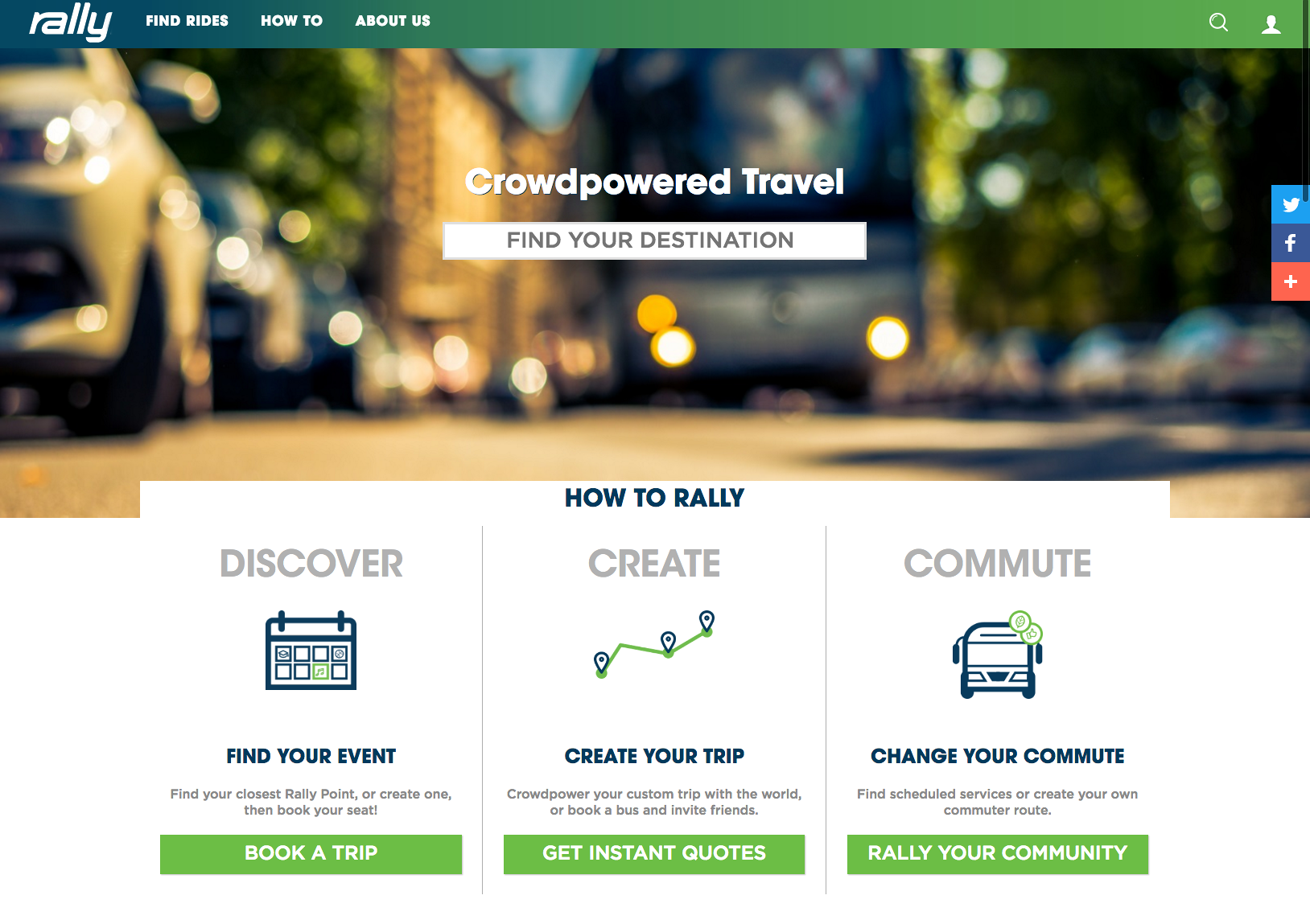 crowdsourced transportation company- Rally website