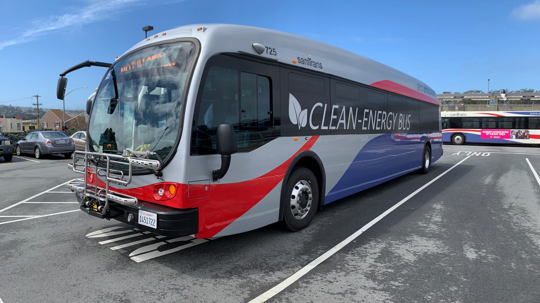 Clean energy bus parked