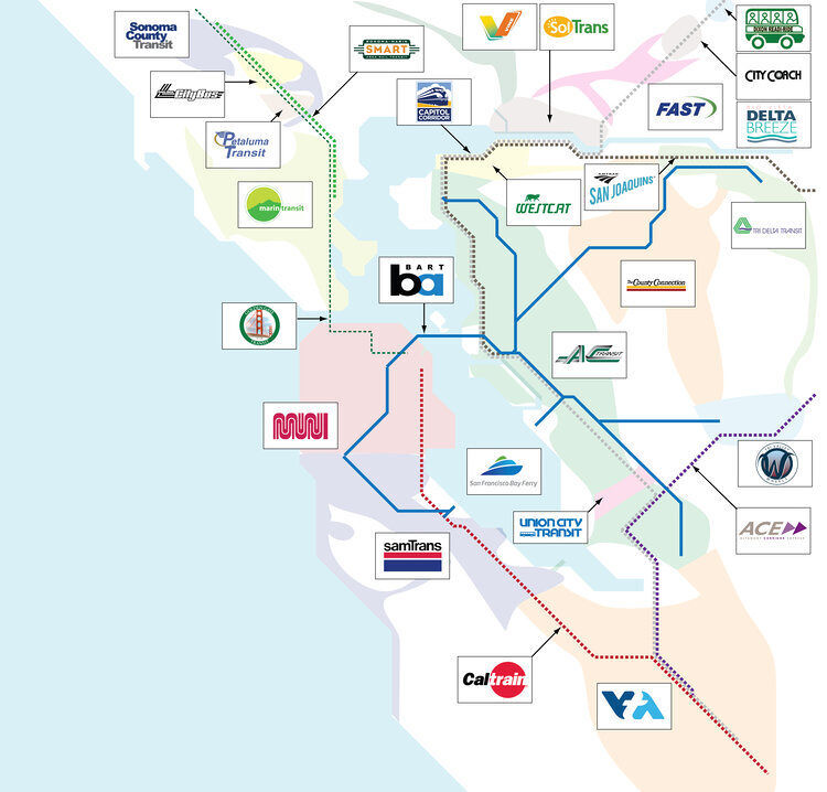 Bay Area public transit map