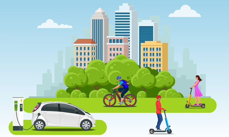 several sustainable modes that incorporate a mobility management program, such as electric cars.