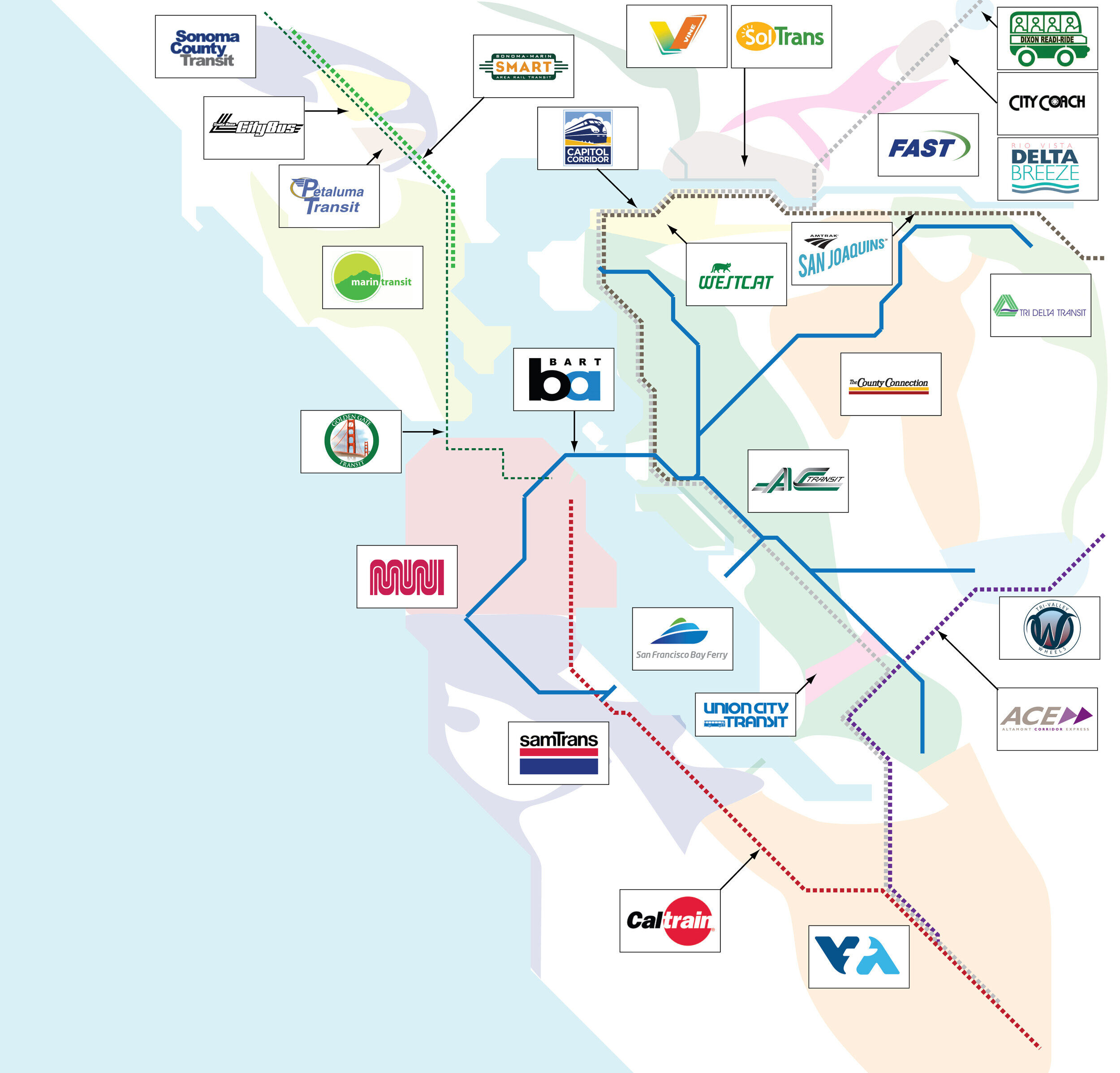 Map of public transit agencies