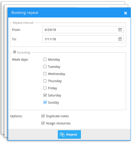 Repeat booking UI