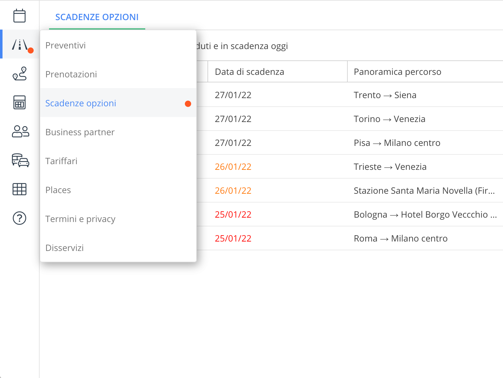 Notifica della scadenza delle opzioni