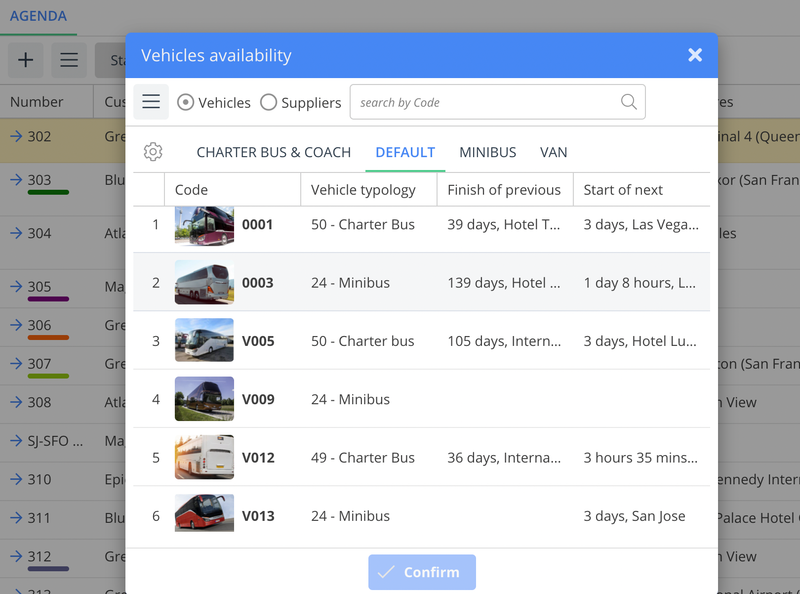 Vehicles availability window